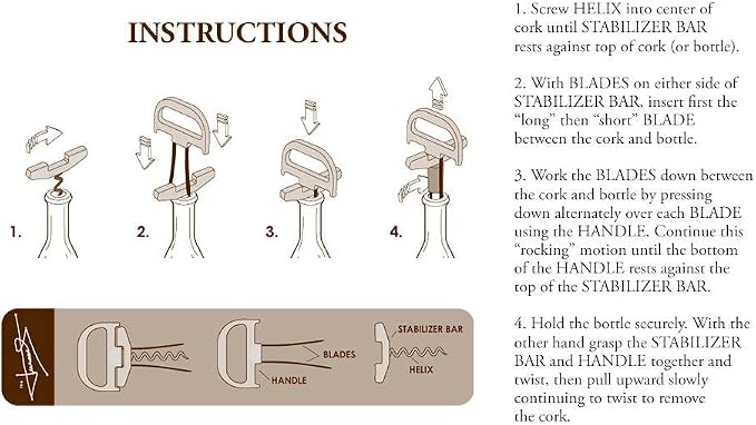 The Durand® Two Part Wine Cork Removal Device | Removes Older Corks, Removes Fragile Corks, Extracts Corks Whole and Intact