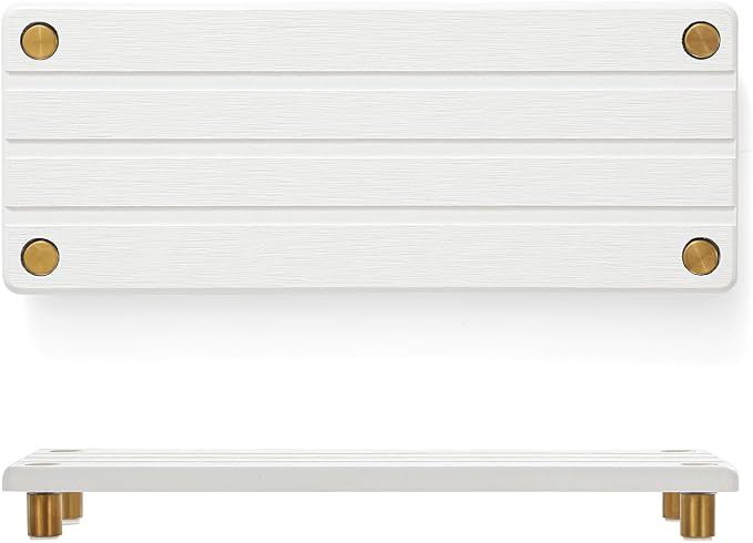 Instant Dry Sink Caddy Kitchen Sink Organizer, Quick Drying Diatomaceous Earth Stone Sink Tray Sponge Holder Soap Dish, Bathroom Countertop Vanity Dispenser Toothbrush, Gold White, 10" x 4"