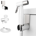 Arofa Handheld Toilet Bidet Sprayer for Toilet-Adjustable Water Pressure Control with Bidet Hose for Feminine Wash, Stainless Steel Jet Spray Cloth Diaper for Baby Wash - White/Brushed Nickel