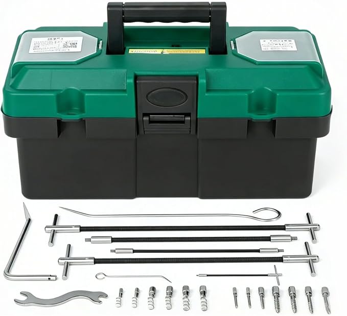 23-Piece Gland Packing Removal Tool Kit with Toolbox | Stainless Steel Extractor Set with Flexible Shaft & Corkscrew Hooks | for Pump, Valve & Industrial Seal Maintenance