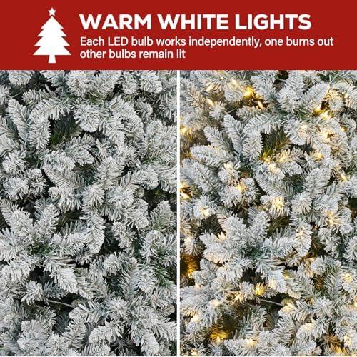 Hykolity 6 ft Prelit Flocked Christmastree