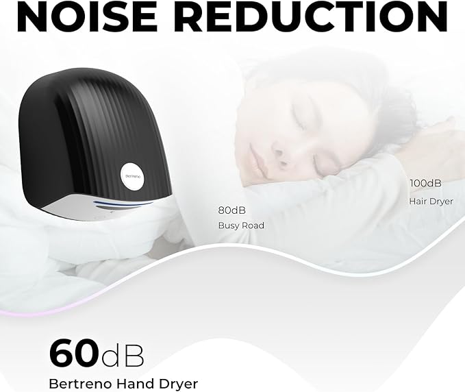 Commercial Hand Dryer Bathroom 110V Compact Electric Hand Dryers for Bathrooms Commercial High Speed Plug in Hand Dryers Home LED Work Light and Low Noise Black