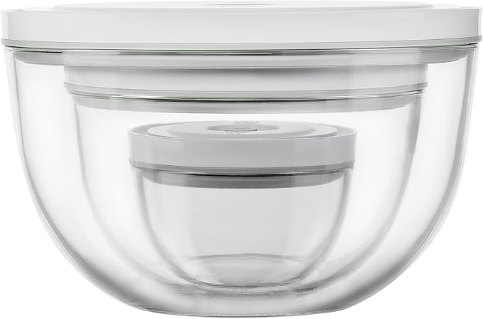 ZWILLING Fresh & Save BOWLS 3-pc Glass Vacuum Bowl Set | Airtight Vacuum Bowls Keep Leftovers Fresher Longer. Freezer, Microwave & Dishwasher Safe.