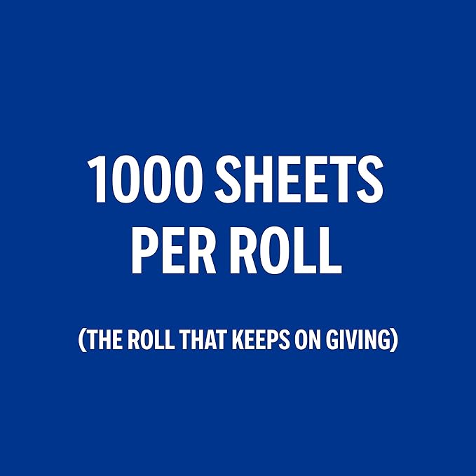 Perk 1-Ply Toilet Paper, Septic Safe Tissue Rolls, 1,000-Sheets Per Roll, 20-Pack, White