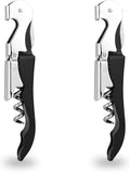 2 PCS Waiter Corkscrew Wine Opener,2.47 oz Heavy Duty Wine Keys | 70g (2.47 oz) Wine Bottle Opener,Stainless Steel Double Hinged Wine Key for Serves,Bartenders (Black)
