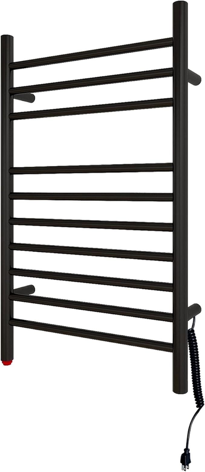 HEATGENE Towel Warmer, Compact Electric Towel Warmer for Small Bathroom, Wall-Mounted Electric Towel Racks, Plug-in/Hardwired Electric Towel Rails - Matte Black