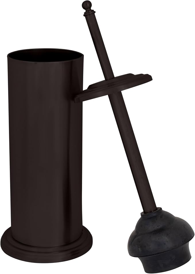 Bath Bliss Bathroom Accessories 3 Piece Trash Can, Plunger & Toilet Brush Combo Bath Set, Oil Rubbed Bronze (Model: AZ-120001-ORB)