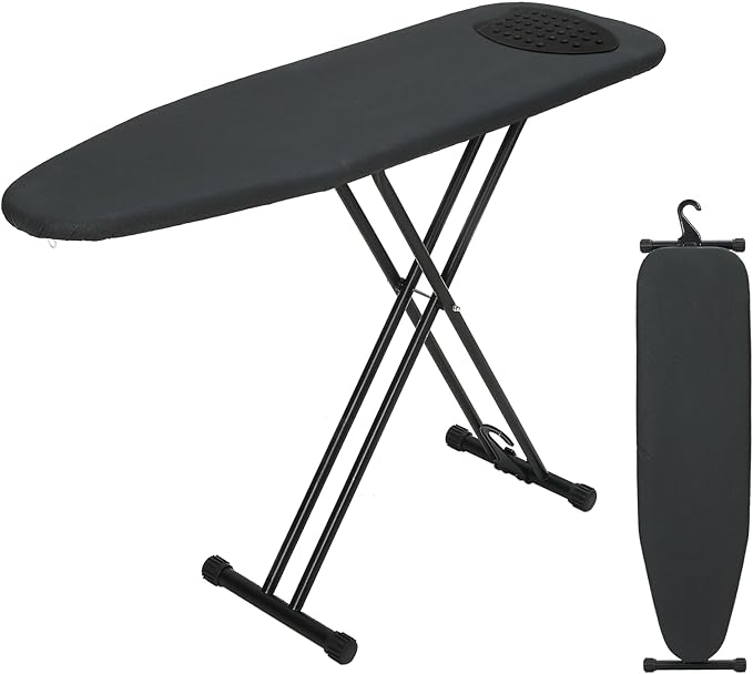 Ironing Board Full Size 54x14, RAINHOL Heavy Duty Iron Board with Thick Padded Cover, Height Adjustable Ironing Boards with Smart Hanger, Heat-Resistant Silicone Pad Iron Rest