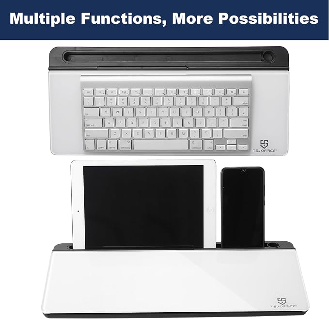 TSJ OFFICE Desktop Whiteboard Dry-Erase-Board - Computer Keyboard Stand White Board Surface Pad with Drawer, Desk Organizers with Accessories for Office, Home, School Supplies - Black