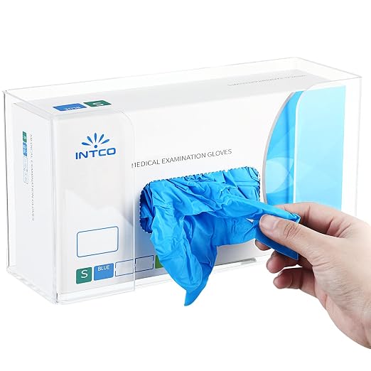 Wenqik Acrylic Glove Box Holder Dispenser Bulk for Wall Mount Rack Floating Mask Dispenser for Medical Latex Rubber Disposable Glove Boxes, 10.2 x 3.5 x 5.3'', Single(1 Pcs)