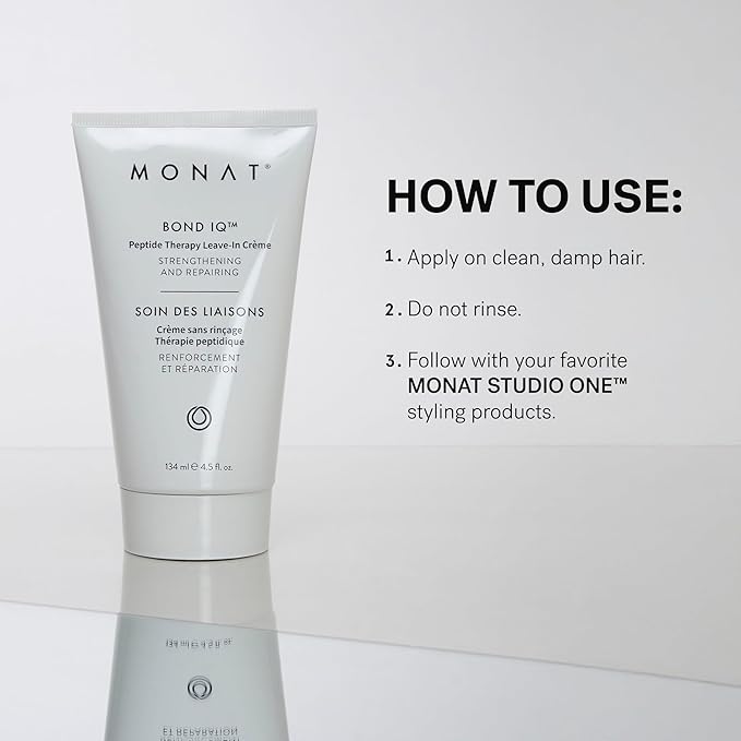 MONAT BOND IQ™ Peptide Therapy Leave-In Crème – Strengthening & Repairing Hair Treatment with Bond-Building Technology – Nourishes & Detangles for Healthier & Stronger Hair – 134 ml / 4.5 fl oz