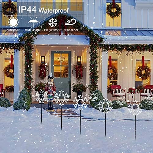 Brightown Snowflakes Christmas Pathway Lights Outdoor, 10 Large Snowflakes Christmas Decorations Outdoor Yard, Pathway Marker Stake Lights for Patio Ground Path Sidewalk Walkway Driveway