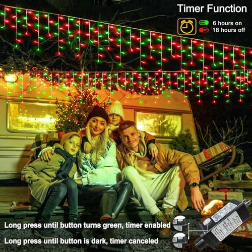 Red and Green Christmas Lights Outdoor Icicle Lights for Outside 66ft 640L