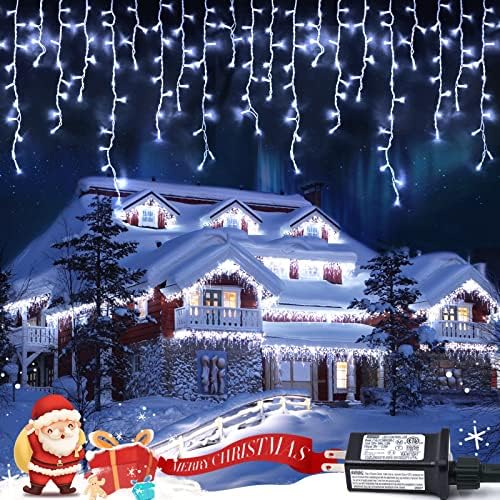 JMEXSUSS Christmas Icicle Lights for Outside, 800 LED White