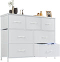 Sweetcrispy 7 Drawer Dresser Storage Organizer with Fabric Bins, White | Sturdy Steel Frame and Wood Top, Easy Pull Handles, for Bedroom Closet Hallway Entryway
