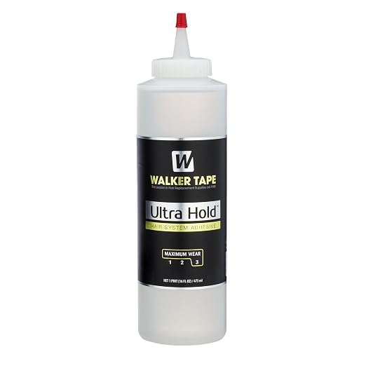 Walker Tape Ultra Hold Brush-On Adhesive 16 oz, Waterproof Wig Glue for Lace Systems and Tape in Hair Extensions Human Hair, Strong Clear-Drying Liquid Adhesive for Hairpiece Bonding and Maximum Wear