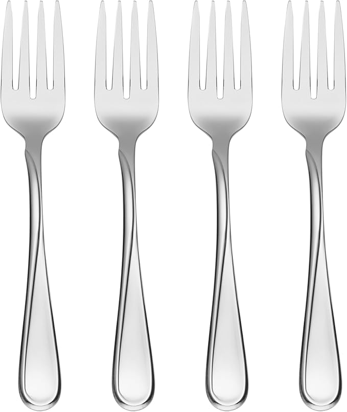 Oneida Silverware Set, Flight Everyday Flatware Salad Forks Set, Service For 4, 18/0 Stainless Steel, 6.65 x 1.04-Inch, Mirror Finish, Dishwasher Safe, Utensils Sets, Salad Fork (Silver, 4 Piece)