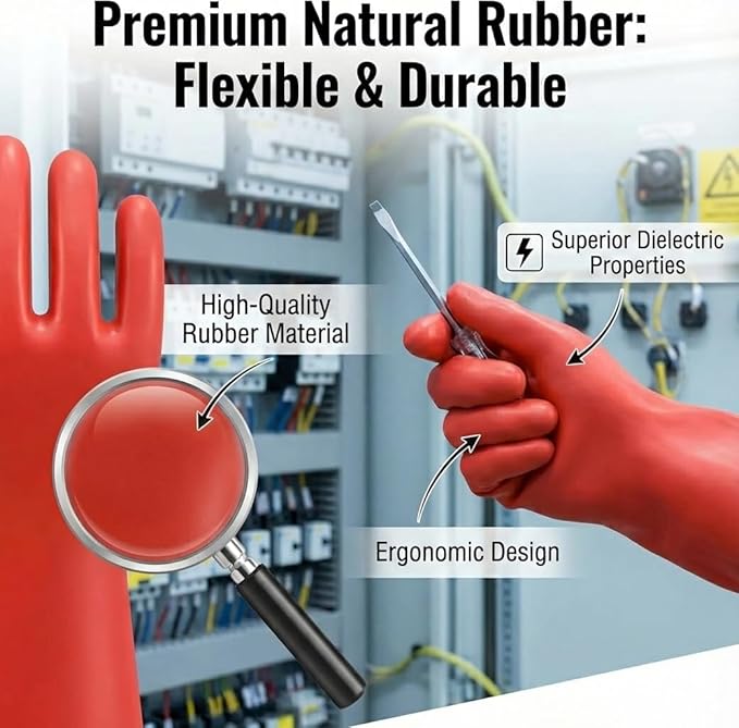 Insulated Electrician Gloves - Class 1 ASTM Compliant High Voltage Dielectric Electrical Gloves For Electrician,Electrical Safety Gloves 8000V AC