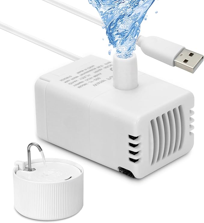 Ceramic Cat Water Fountain Ultra-Quiet Pump -2.2L/78oz Ceramic Cat Fountain, Automatic Ceramic Water Fountain for Cats, Pet Water Fountain (White)