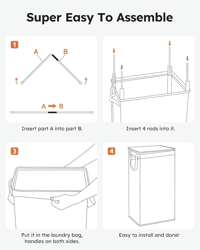 SOLEDI Slim Laundry Hamper with Lid, Narrow Laundry Basket with Removable Bags, Dirty Clothes Hamper with handle, Small Hamper perfect for Laundry room, Bathroom, Bedroom, Small spaces. 70L Beige