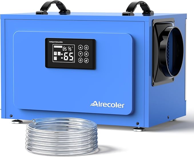 125 Pints Commercial Dehumidifier with Pump for Crawl Spaces & Basements with Drain Hose, Industrial Grade Water Damage Restoration for up to 6,000 sq ft, Auto Defrost, Memory Starting