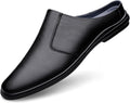 Men'S Leather Slippers Without Heel Straps Soft And Breathable Comfortable Hand-Sewn Casual Round-Toe Shoes Anti-Slip Sole Suitable For Daily Use Outdoor Activities Home Use Shopping