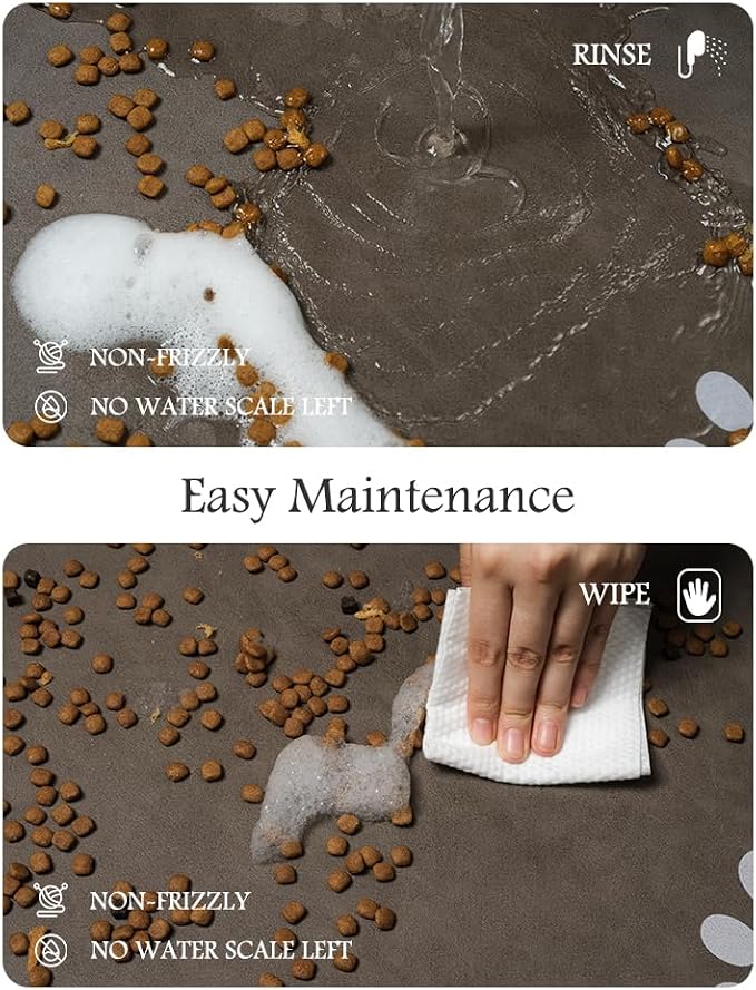 Pet Feeding Mat-Absorbent Dog Mat for Food and Water Bowl-No Stains Quick Dry Water Dispenser Mat-Dog Accessories Pet Supplies-Bowl for Messy Drinkers（Brown,17"x34"