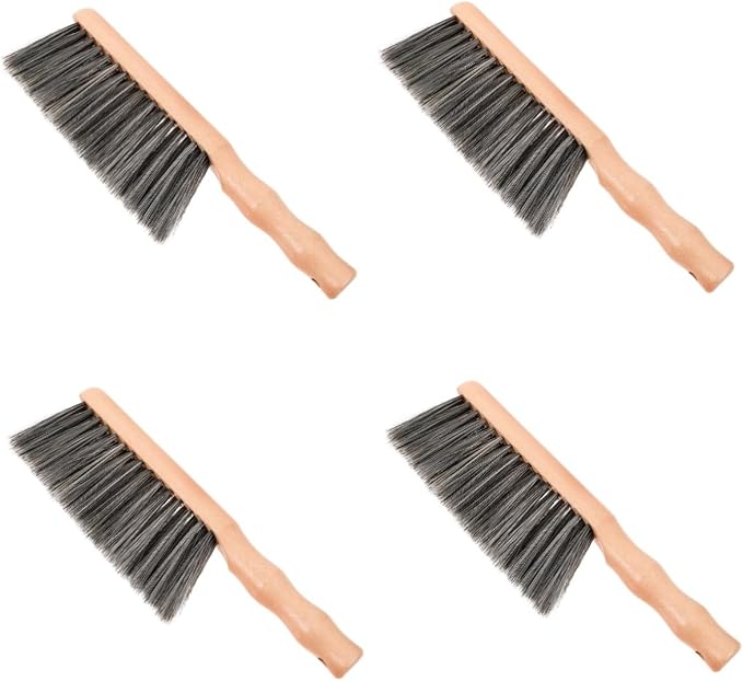 minkissy 4pcs Ergonomic Handle Soft Bristle Brush for Fireplace Bench Cleaning Kitchen Countertop
