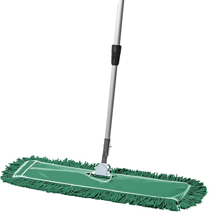 24 Inch Green Commercial Dust Mop & Floor Sweeper with Extendable Handle – Mop for Hardwood, Tile, and Concrete Floor Cleaning