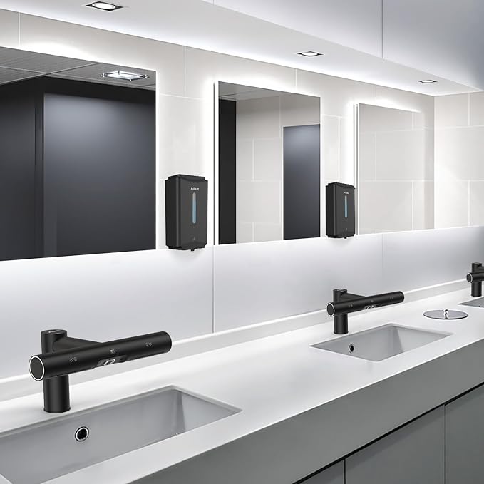 AIKE Air Tap Wash+Dry High Speed Hand Dryer Model AK7120, 110-120V Black Standard Height