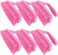 SPARTA Scrub Brush with Iron Shaped Handle and Stiff Bristles, Heavy Duty Scrubber Brush for Kitchen, Bathroom, Shower, Tile, Sink, Carpet and Bakepans, Polypropylene, 6 Inches, Pink, (Pack of 6)
