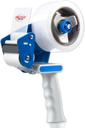 Pacific Mailer 2 Inch Tape Gun Dispenser with 2 Inch Carton Packing Tape, Lightweight Industrial Side Loading Tape Dispenser - Blue