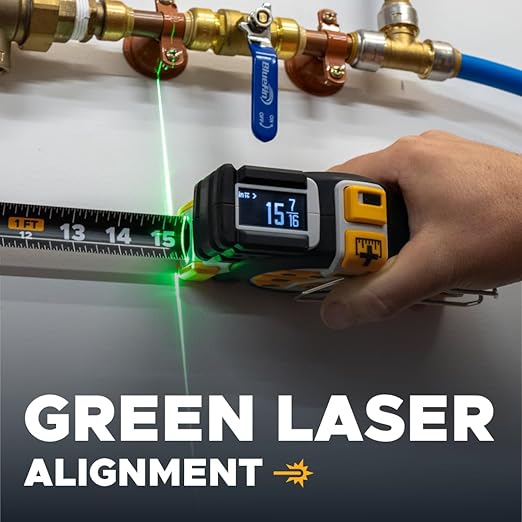 REEKON T1 Tomahawk Digital Tape Measure 25 Ft – Professional Measuring Tool with Green Laser, E-Paper Display, 1,000+ Measurement Memory, Bluetooth Connectivity, 15 Hour Battery Life
