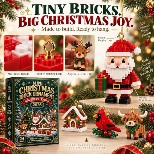 24-Day Mini Christmas Brick Ornament Advent Calendar，3set