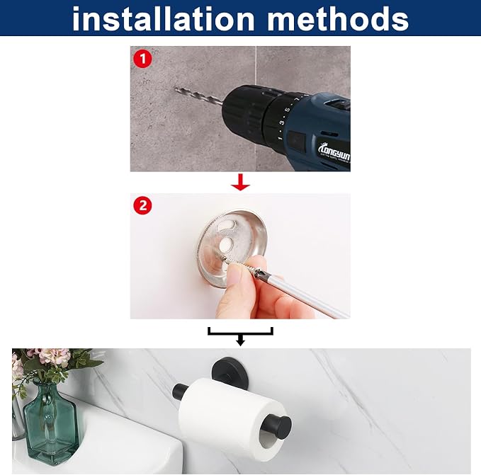 NearMoon Bathroom Toilet Paper Holder, Premium SUS304 Stainless Steel Rustproof Wall Mounted Toilet Roll Holder for Bathroom, Kitchen (1 Pack, Matte Black)