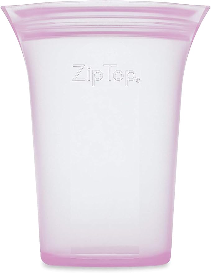 Zip Top Reusable Food Storage Bags | Small Cup [Lavender] | Silicone Meal Prep Container | Microwave, Dishwasher and Freezer Safe | Made in the USA