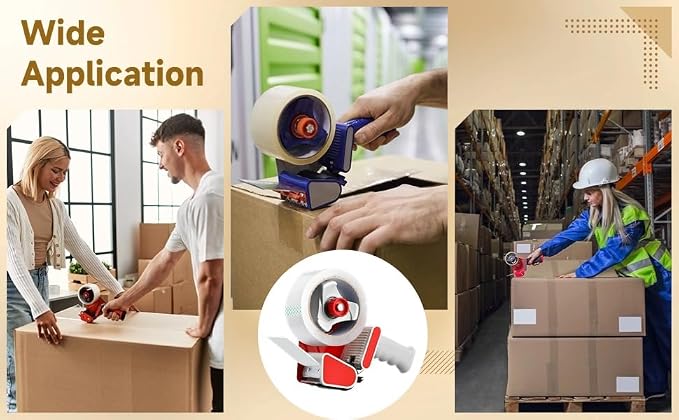 2 PCS Tape Gun for Packing Boxes, Includes 12 Rolls Clear Tape, 2 in Heavy Duty Tape Dispenser Gun Set for Shipping, Moving, Storage, Carton Box Sealing, Ergonomic Grip with Adjustable Pulling Force