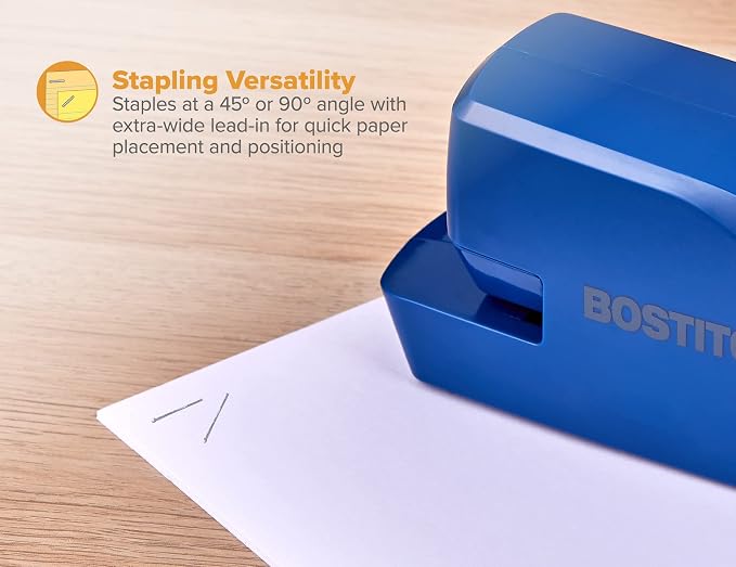 Bostitch Office Portable Electric Stapler, 20 Sheets, AC or Battery Powered, Includes 1250 Staples, Blue