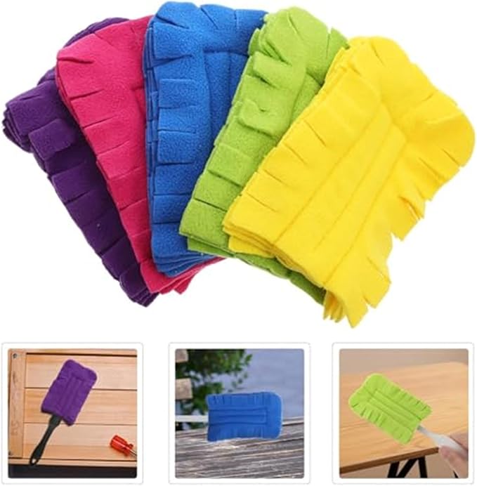 Chenille Microfiber Duster, 360° Reusable Fleece Duster Refills, Chenille Microfiber Dust Duster with Removable Washable Cloth Covers, for Ceiling Blinds Shelf Furniture (18set)