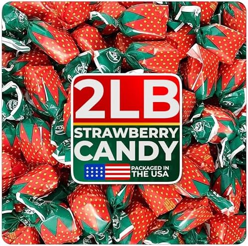 Strawberry Hard Candy Individually Wrapped by Cambie - 2 lbs of Hard Candy