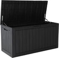 97 Gallon Waterproof Large Resin Deck Box, Lockable Large Outdoor Storage Box Indoor Outdoor Storage Container for Patio Cushions, Gardening Tools, Pool Supplies, Black