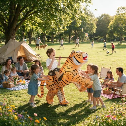 One Casa Inflatable Tiger Costume for Kids,Blow Up Ride Animal Suit