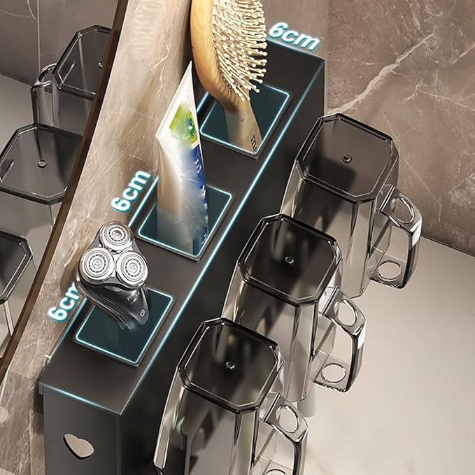 Toothbrush Rack Toothbrush Rack Free Punching Bathroom Mouthwash Cup Hanging Wall Brushing Cup Wall-Mounted Toothbrush Hair Dryer Rack Bathroom Toothbrush Holder(B)