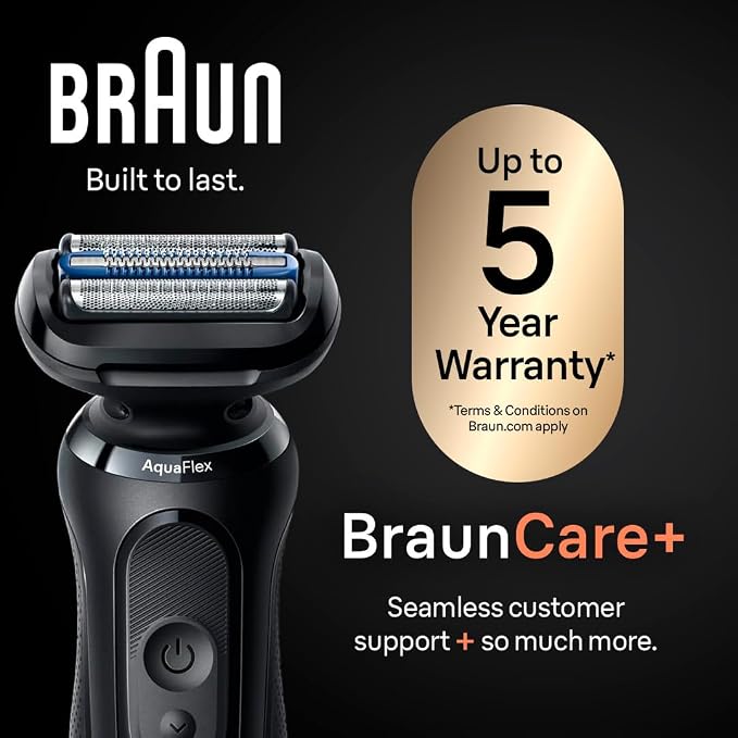 Braun Electric Shaver for Men, Series 5 5120s, Wet & Dry Shave, Turbo Shaving Mode, Foil Shaver, Engineered in Germany, with Beard Trimmer & Attachments, Blue