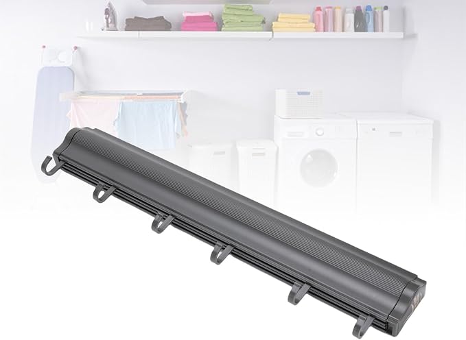 Wall Mounted Clothes Drying Rack 17.3 Inch Retractable Hidden Laundry Mesh Net Organizer with Suction Cups for Laundry Room Bathroom White (Gray)