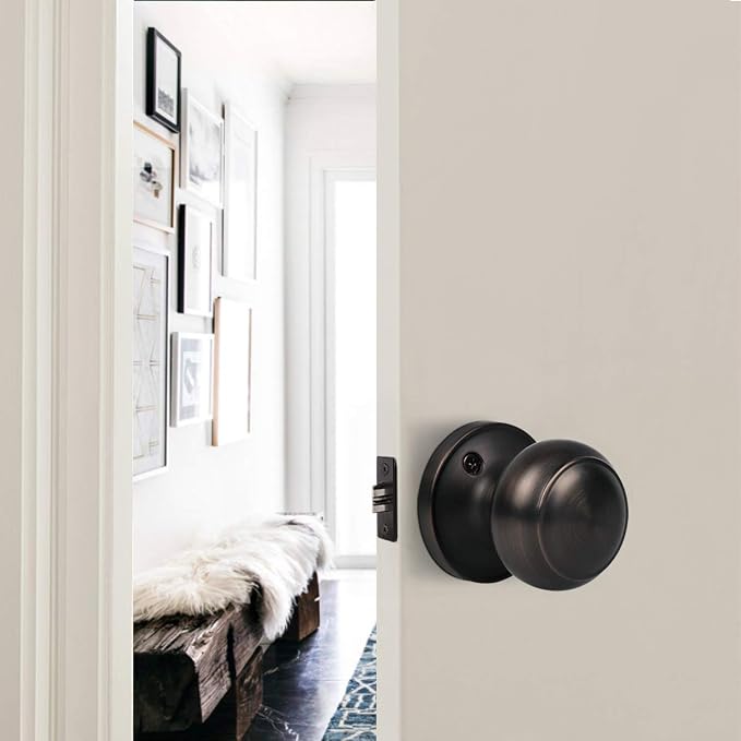 Probrico Door Knobs Interior, Closet Door Knobs Handles, Oil Rubbed Bronze, Passage Function Keyless, 3 Pack