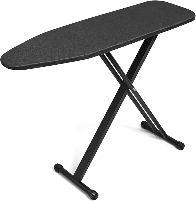 Duwee 13"×43" Ironing Board with Heat Resistant Cover Thicken Felt Pad | Folding Adjustable Height Compact Ironing Board,Strong Legs,Black