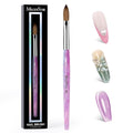 MelodySusie Kolinsky Acrylic Nail Brush,66% Kolinsky Hair Professional Nail Art Brush for Acrylic Application, Aurora Collection Fine Glitter Brush, Purple, Size 8