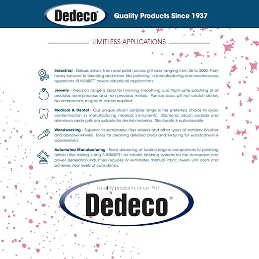 Dedeco Sunburst Radial Bristle Discs 48-Pack - 5/8" Curved - Pink 600 Grit (Fine, Pumice) - Aluminum Oxide for Polishing & Finishing