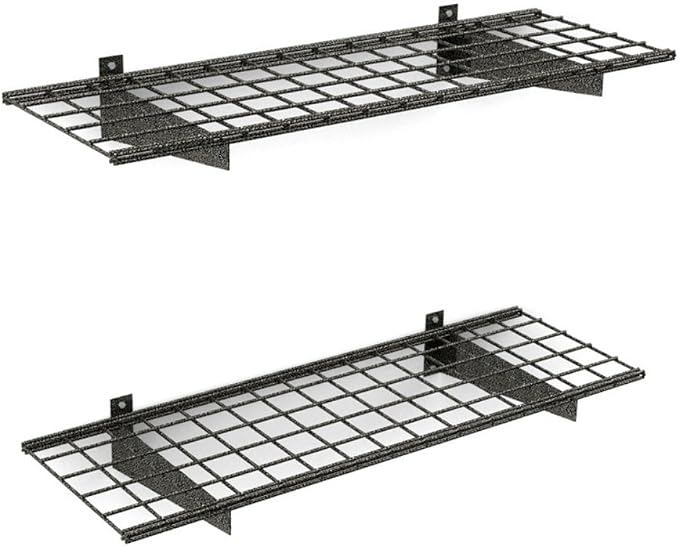 Hyloft Heavy Duty Steel Garage Wall Shelving, 45 in. x 15 in. Metal Wall Shelves for Garage Storage, Low-Profile Brackets, Max Shelf Load 200 Pounds, 00651, 2-Pack, Hammertone